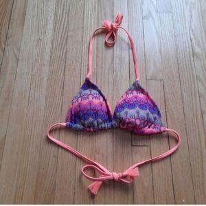 F&F Pink and Purple Patterned Bikini Top